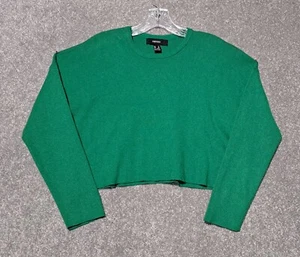 Forever 21 Women's Green Cropped Knit Sweater  M Pullover Crew Neck Pre-owned - Picture 1 of 8