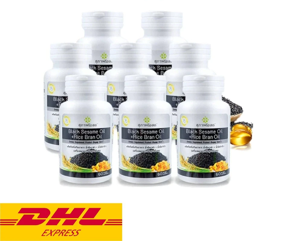 8x Suphab Osot Aceite de Sésamo Negro + Aceite de Salvado de Arroz Ayuda a Dormir Huesos y Articulaciones 60 cápsulas Foto 1 de 4