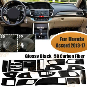 5D Carbon Fiber Interior Decor Trim Cover Sticker Decal For Honda Accord 2013-17 - Picture 1 of 12