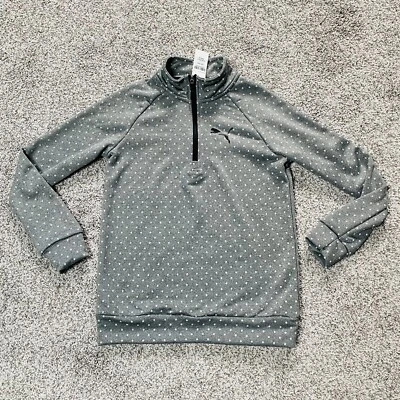 New Puma Gray Polka Dot 1/4 Zip Soccer Warm Up Track Jacket W/ Tags Youth Medium - Image 1 of 4