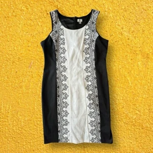 NWT Worthington Dress White Black Cotton Blend Size 16 Lined Back Zipper - Picture 1 of 10