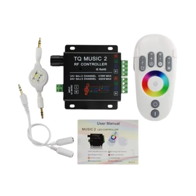 Controller musicale RGB DC 12V 24V uscita 2 vie LED dimmer audio RF telecomando wireless - Immagine 1 di 4