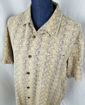 Camisa de campamento Columbia XCO Hawaiana Aloha floral mezcla de seda para hombre talla M tostada y marrón Foto 1 de 4