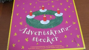 ADVENTSKRANZ STECKER~Porcelain ADVENT CANDLE HOLDERS w/ CANDLES~New in Box - Picture 1 of 7