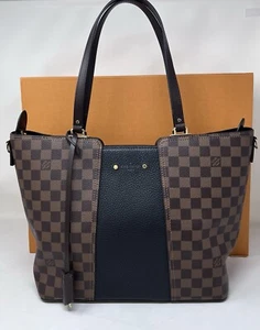 Borsa a tracolla Louis Vuitton Damier Ebene e Taurillon in jersey di pelle nera - Foto 1 di 16
