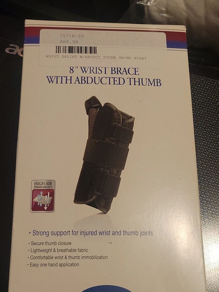 Fla Orthopedics Pro Lite Airflow 8" Right Wrist Brace Abducted Thumb Size Small