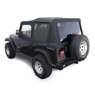 Jeep Wrangler YJ Soft Top, 88-95, w/ Upper Doors, Tinted Windows, Black Denim - Image 1 of 2