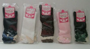 CUTE 5 Pair Toddler Kid’s Girl Lace Bow Ribbon Long Socks For Approx Ages 3-6 - Picture 1 of 12