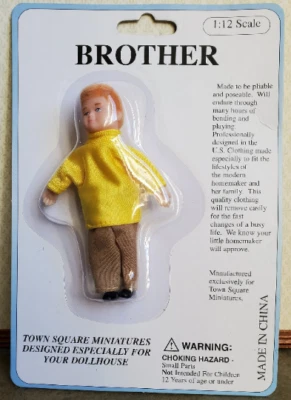 Dollhouse Boy Doll Modern Young Brother 1:12 Scale Miniature Removable Clothes - Image 1 of 2