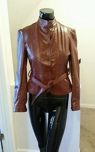 Avant Garde 70er Ära Designer Lederjacke mit passendem Gürtel Größe 6 - Bild 1 von 1