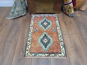 Orange Rug, Turkish Vintage Rug, Wool Rug, Handmade Orange Rug, Woven Rug - Picture 1 of 10