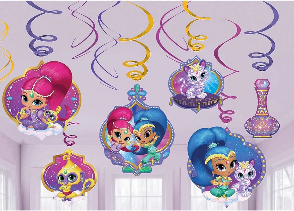 Shimmer & Shine Nick Jr Dibujos Animados Niños Fiesta de Cumpleaños Colgante Remolino Decoraciones Foto 1 de 1