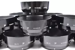 GENUINE NIKON "F" MARKED PIN SPRING ON METAL LENS HOOD FOR 50mm f2 50/2 ( HS-2 ) - Picture 1 of 4