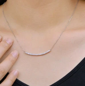 1.2 Ct D/VVS Moissanite Women's Dainty Charm Pendant 925 Silver 18" - Picture 1 of 5