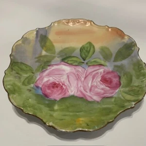 Limoges France LDBC  Flambeau Hand Painted Porcelain China Pink Floral Platter - Picture 1 of 9