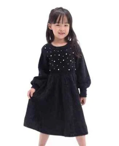 Rare Editions Imitation-Pearl Embellished Sweater Dress Girls 2T Black Pullover - Picture 1 of 19