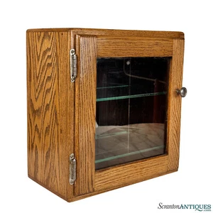 Antique Traditional Oak Doctor's Apothecary Glass Front Cabinet - Picture 1 of 11