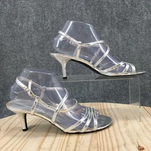 Nina Heels Womens 8.5 M Strappy Silver Adjustable Strap Open Toe Casual Stiletto - Picture 1 of 16