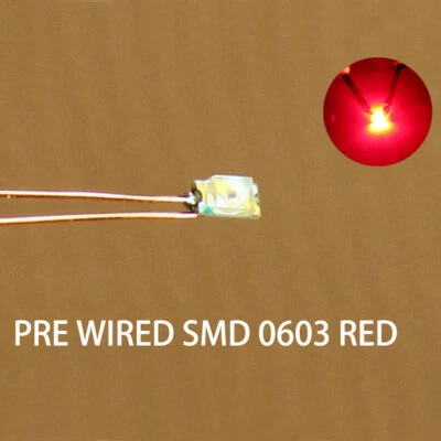 20pcs Pre-wired  micro 0.1mm Copper Wire SMD LED 0603 Lights with Resistors - Image 1 of 4