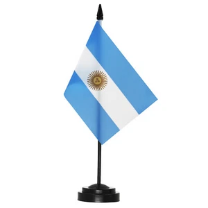 ANLEY Argentina Deluxe Desk Flag Set - 6 x 4 Inch Miniature Desktop Flag - Picture 1 of 7