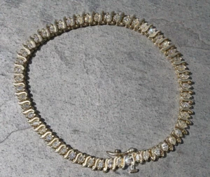 Oval Cut NATURAL Diamond 'S' Link Tennis Bracelet 7.5" 14k Yellow Gold 20 Grams - Picture 1 of 20