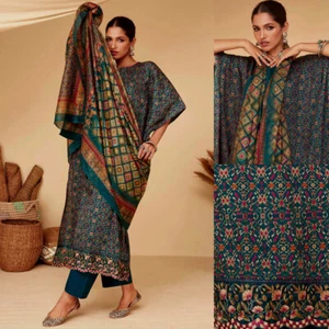 TEALBLUE KALAMKARI PRINTED COTTON INDIAN READYMADE SALWAR KAMEEZ SUIT LADIES DEN - Picture 1 of 3