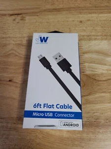 Just Wireless 6ft Flat TPU Micro USB to USB-A Cable - Black fast free shipping - Picture 1 of 2