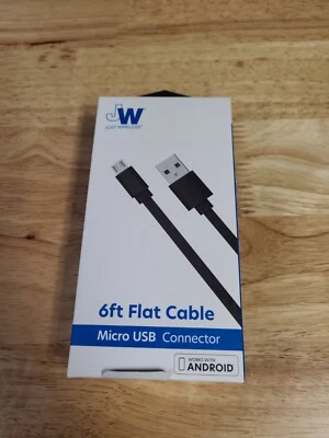 Just Wireless 6ft Flat TPU Micro USB to USB-A Cable - Black fast free shipping - Image 1 of 2