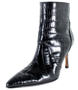 Botas al tobillo MANOLO BLAHNIK negras piel de cocodrilo punta tacón alto 39,5 - Imagen 1 de 14
