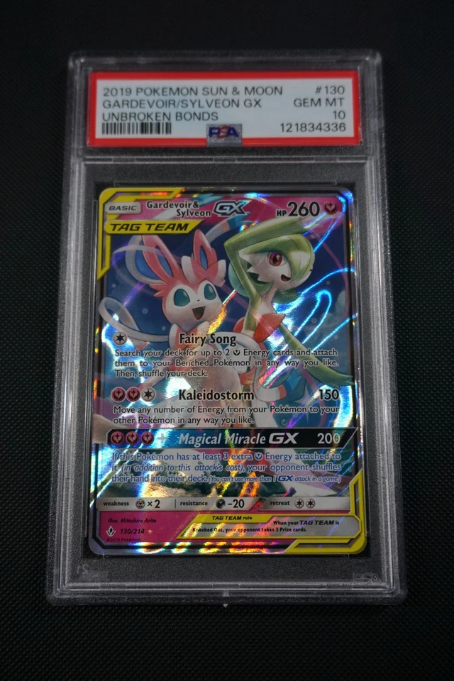 Pokemon Unbroken Bonds Gardevoir & Sylveon GX #130 - PSA 10 - Image 1 of 2