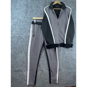 Karter Collection Track Suit Mens Large Black White Full Zip Athleisure - Picture 1 of 12
