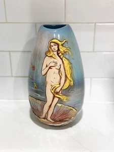 Wihoas Rick Wisecarver Vase Nude Woman Shell Hand Painted Pottery Deep Carved - Picture 1 of 23