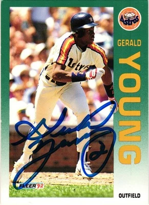 Gerald Young Signed 1992 Fleer MLB Baseball Card #446 AUTO Astros - Image 1 of 2