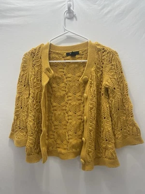 Cardigã Style And Co amarelo tamanho P botões suéter de malha - Imagem 1 de 3