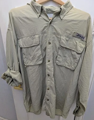 Bimini Bay Size 2XL Outfitters Fishing Shirt Vented Pockets Long Sleeve Khaki - Image 1 of 3