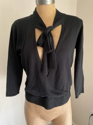 To The Max Women’s Silk Cashmere Faux Wrap Black Sweater Size M Foto 1 de 4