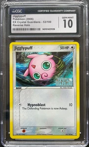 Pokémon Jigglypuff EX Crystal Guardians Holograma Inverso Estampado 53/100 CGC 10 Gemas - Imagen 1 de 2