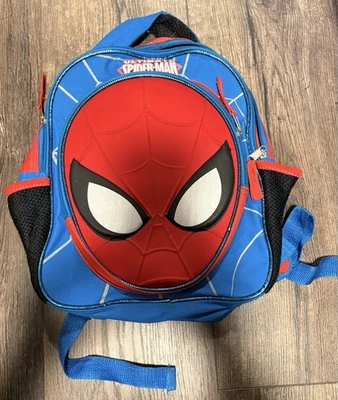 Spider Man Face Children’s Boys Small Backpack Red And Blue Spidey Marvel - Image 1 of 4