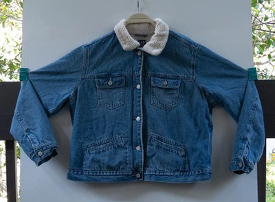 Chaqueta Gap Para Mujer Denim Trucker Sherpa Cuello Forrado Informal Talla XL Foto 1 de 4