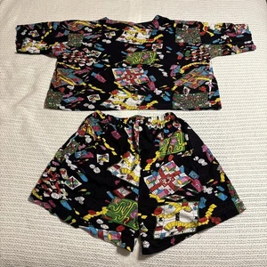 Vintage 90s Women’s Pajama Set Size Small Crop Top And Shorts. Game Theme Design - Picture 1 of 12