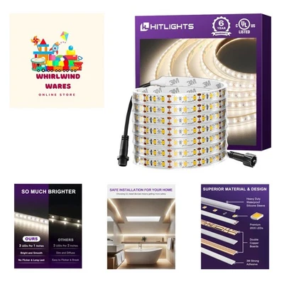 Tira de luces LED para exteriores blancas impermeables, cinta regulable de alta densidad de 16,4 pies... Foto 1 de 4