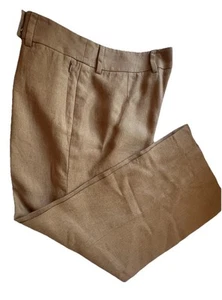 Akris Damen Hose Flachs Leinen weites Bein braun 30x27 Taille unsichtbare Tasche - Bild 1 von 12