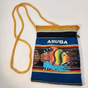 Aruba Island Tribal Striped Multicolor Boho Chic Crossbody Umhängetasche Fisch - Bild 1 von 4