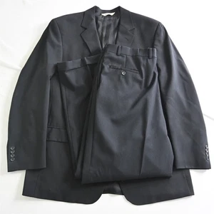 Pronto Uomo 44L 38x32 Black 100% Wool Mens Jacket Pants Suit - Picture 1 of 12