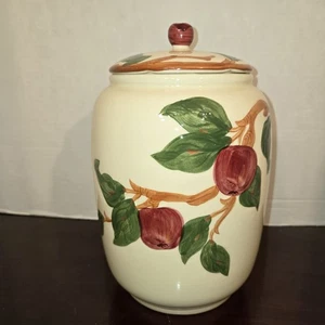 Seltene Vintage Franziskaner Apfel Keksdose Deckel Kanister 10" USA Bodenstempel  - Bild 1 von 13