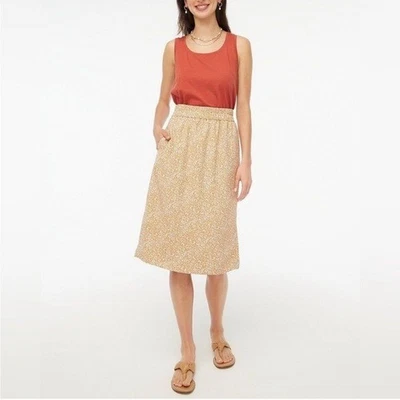 Новый без ценников J. Crew Ditsy ретро цветочный печать натяжной эластичный пояс трапециевидная юбка миди XL - Изображение 1 из 4