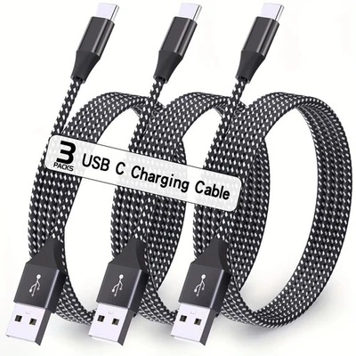 3-Pack Braided USB C Type-C Fast Charging Data SYNC Charger Cable Cord 3/6/10FT - Image 1 of 4