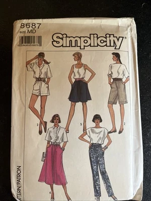 SIMPLICITY 8687 MISSES' SKIRT, SHORTS & PANTS W/ VARIATIONS SZ PT 6-8 UNCUT 1988 - Image 1 of 2