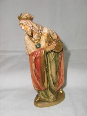 Oberammergau Krippenfigur "Einer der 3 Weisen" auf Holzsockel, geschnitzt - Bild 1 von 2