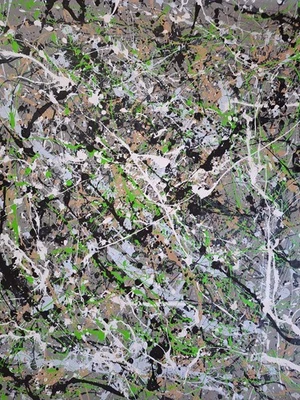 Pintura de acción abstracta original estilo Jackson Pollock SIN ESTIRAR 35x39 lienzo Foto 1 de 4